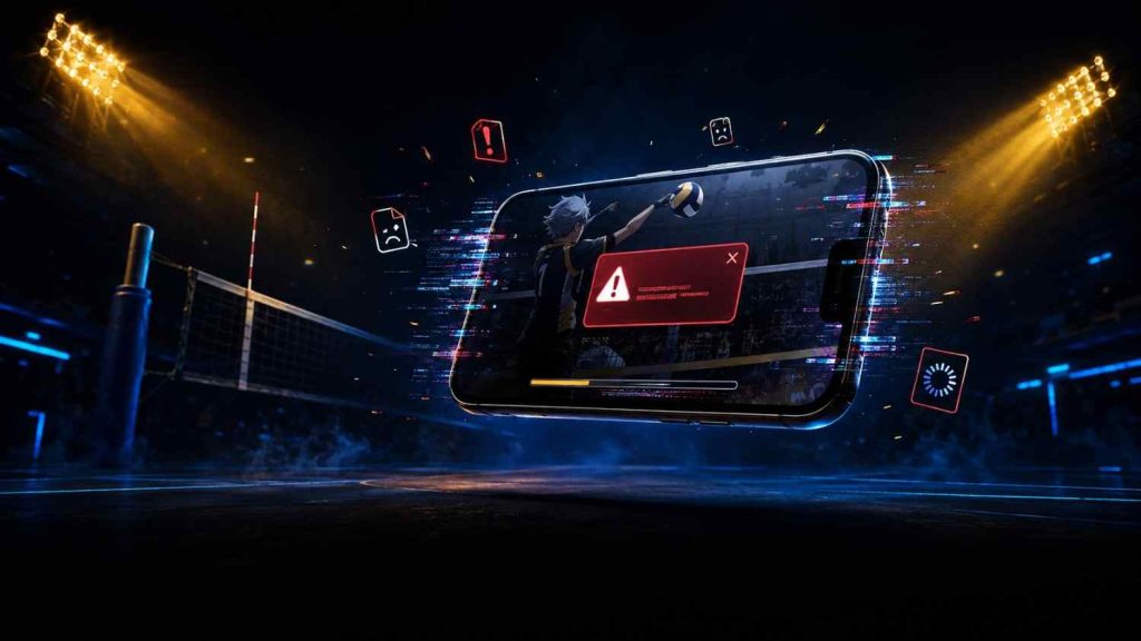 Spike Mod APK error warning screen with glitch effects on mobile phone.