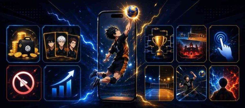 Mod The Spike iOS gameplay with volleyball player and match action.