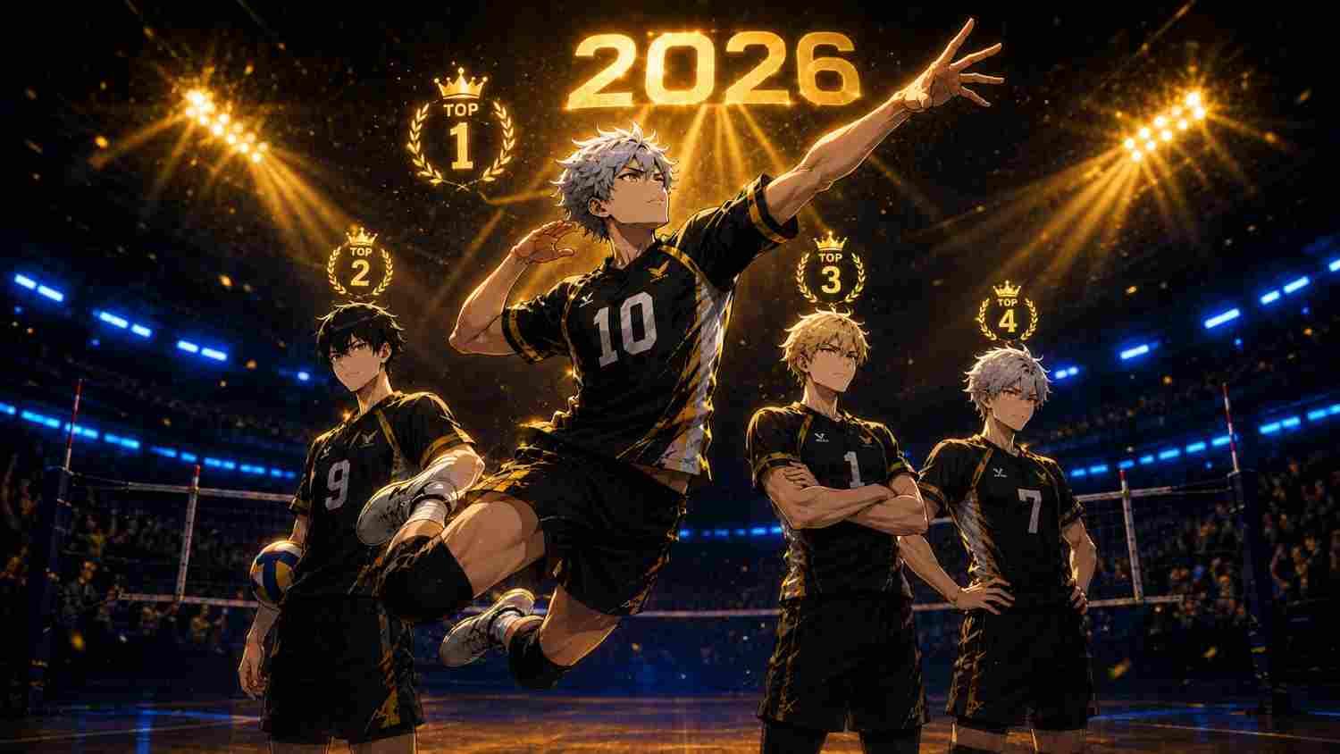 The Spike top 4 best attackers 2026 ranking with players number 10, 9, 1, and 7.