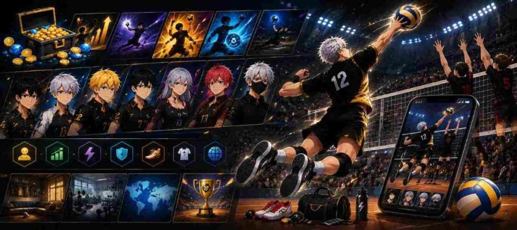 The Spike Volleyball Story Mod APK with characters and volleyball match gameplay.
